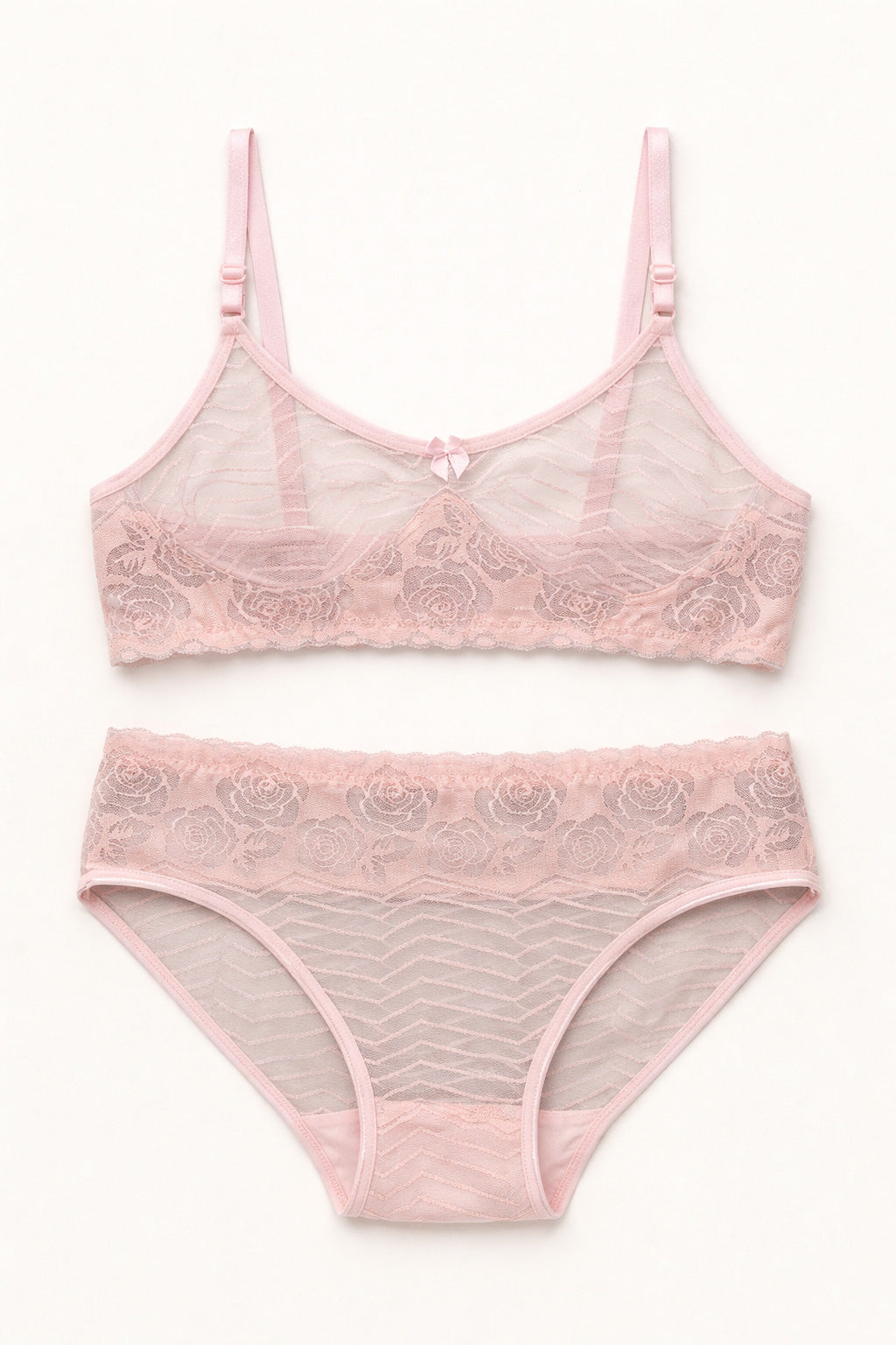 Pink Lace See Through Set
