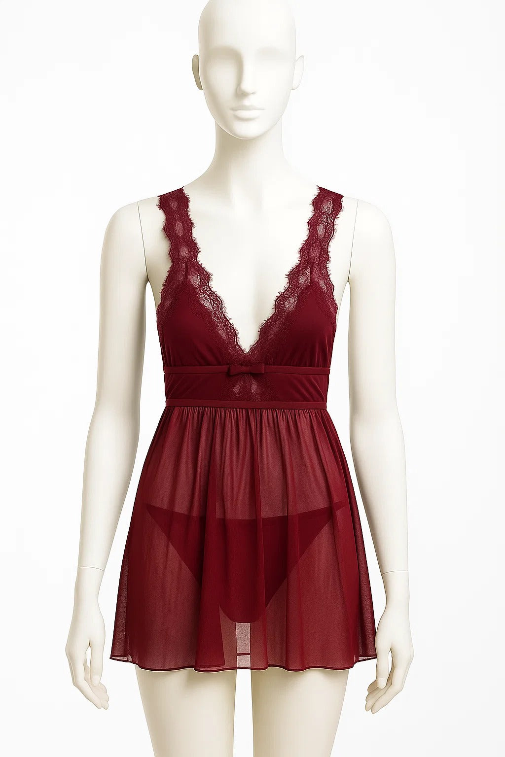 Sheer Lace Babydoll Lingerie Set