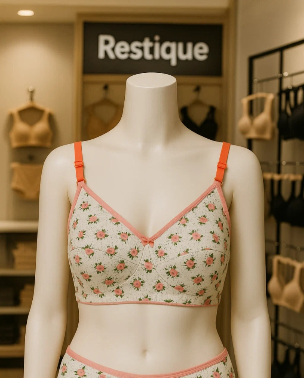 Floral Print Jersey Bra