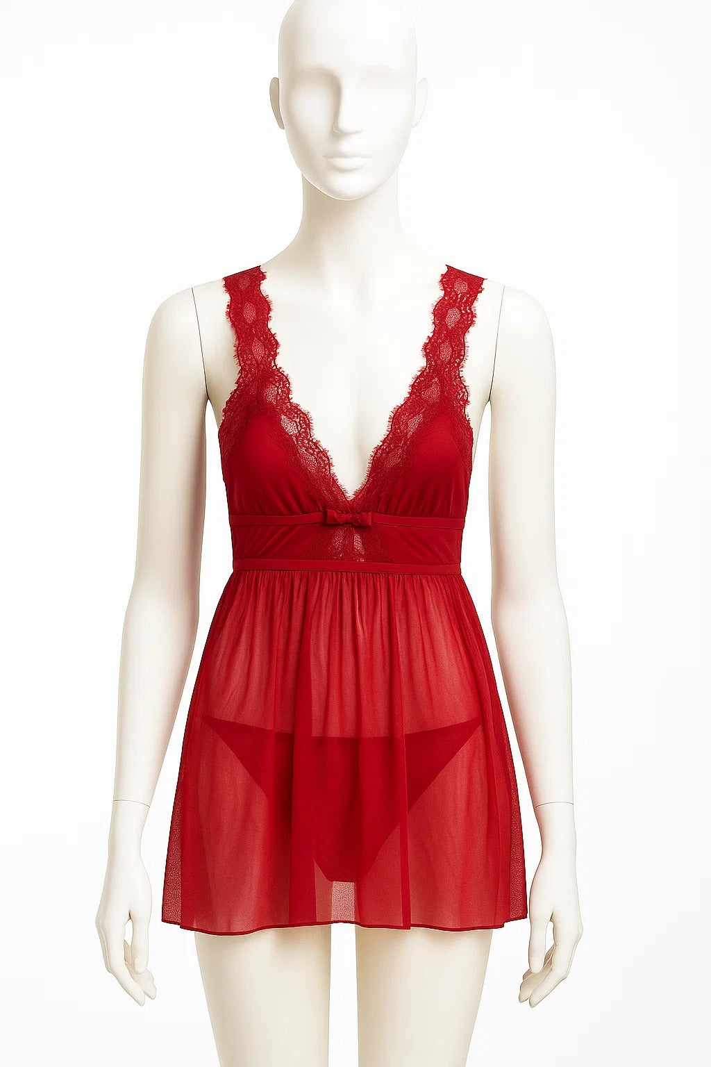 Sheer Lace Babydoll Lingerie Set