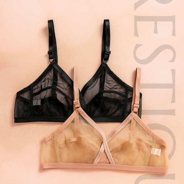 transparent net bra