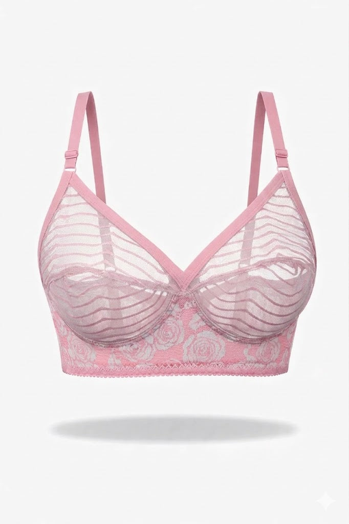 Pink Lace see through Bra – Soft Pink