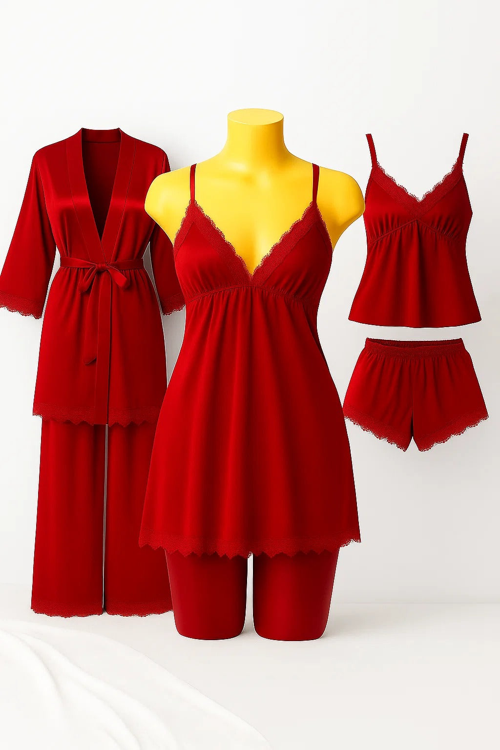 5 pcs nighty set (short , pajama , shirt , long shirt , gown )