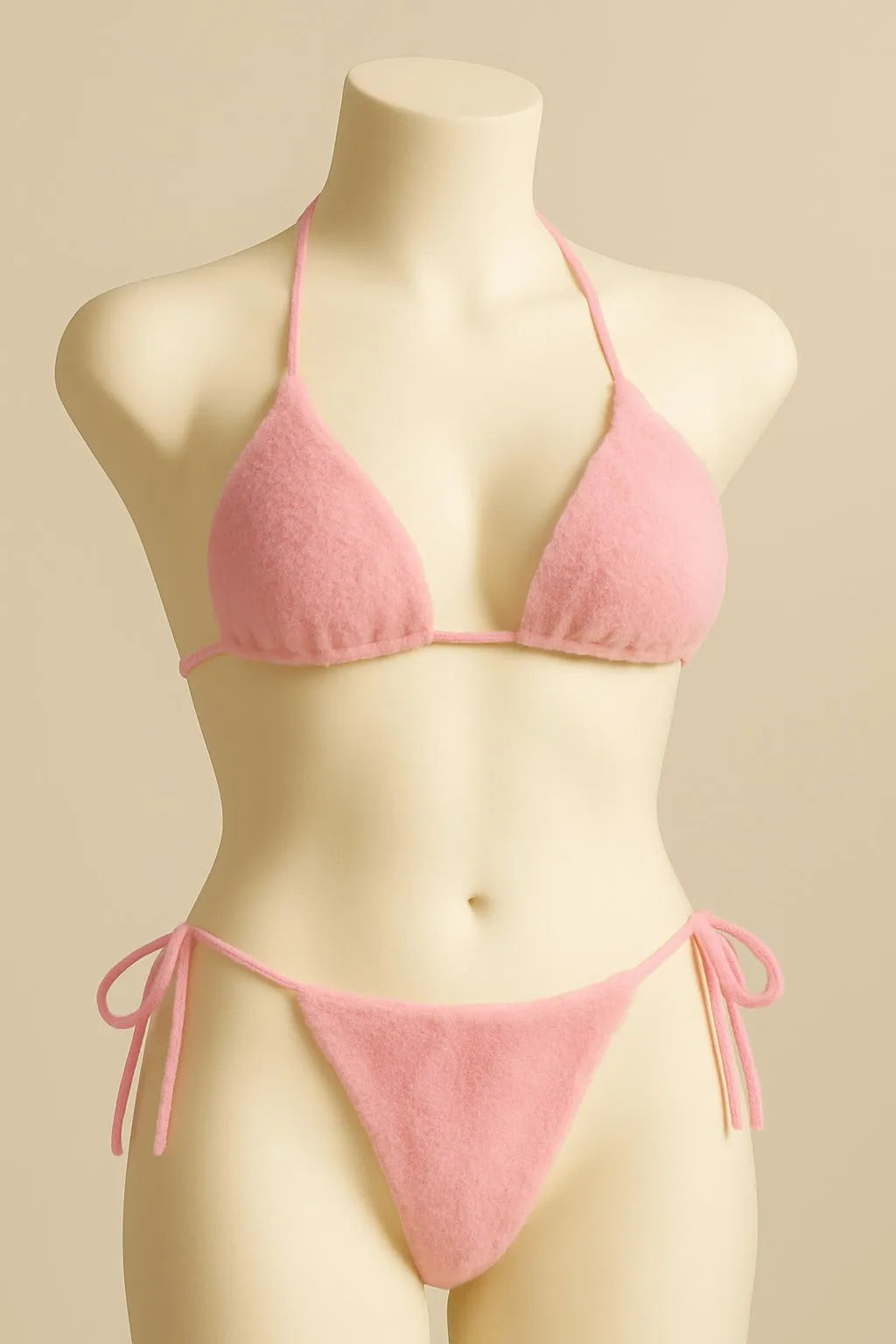 Velvet Tie Side Triangle Bikini Set