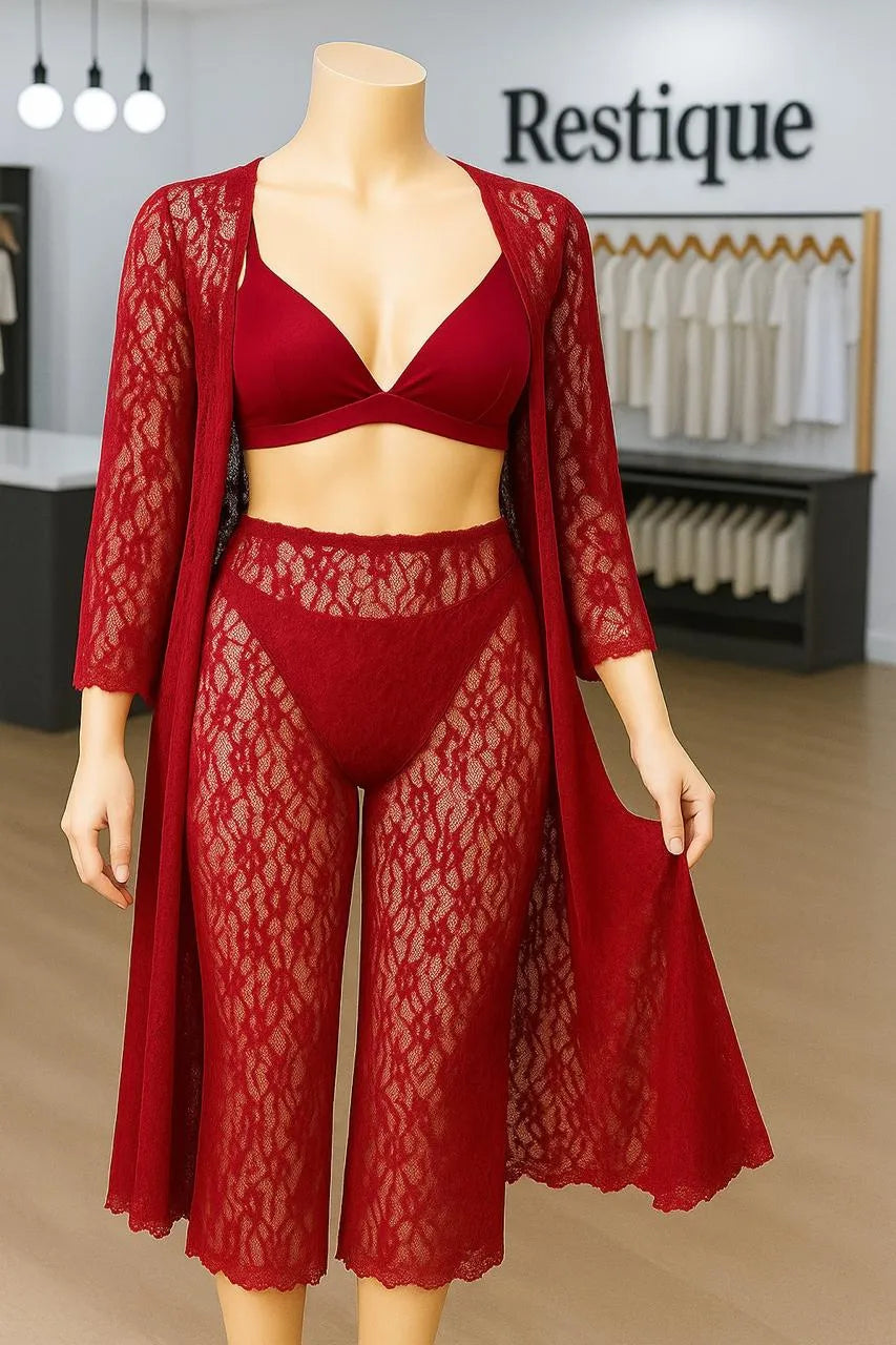 Sheer Lace 4-Piece Set