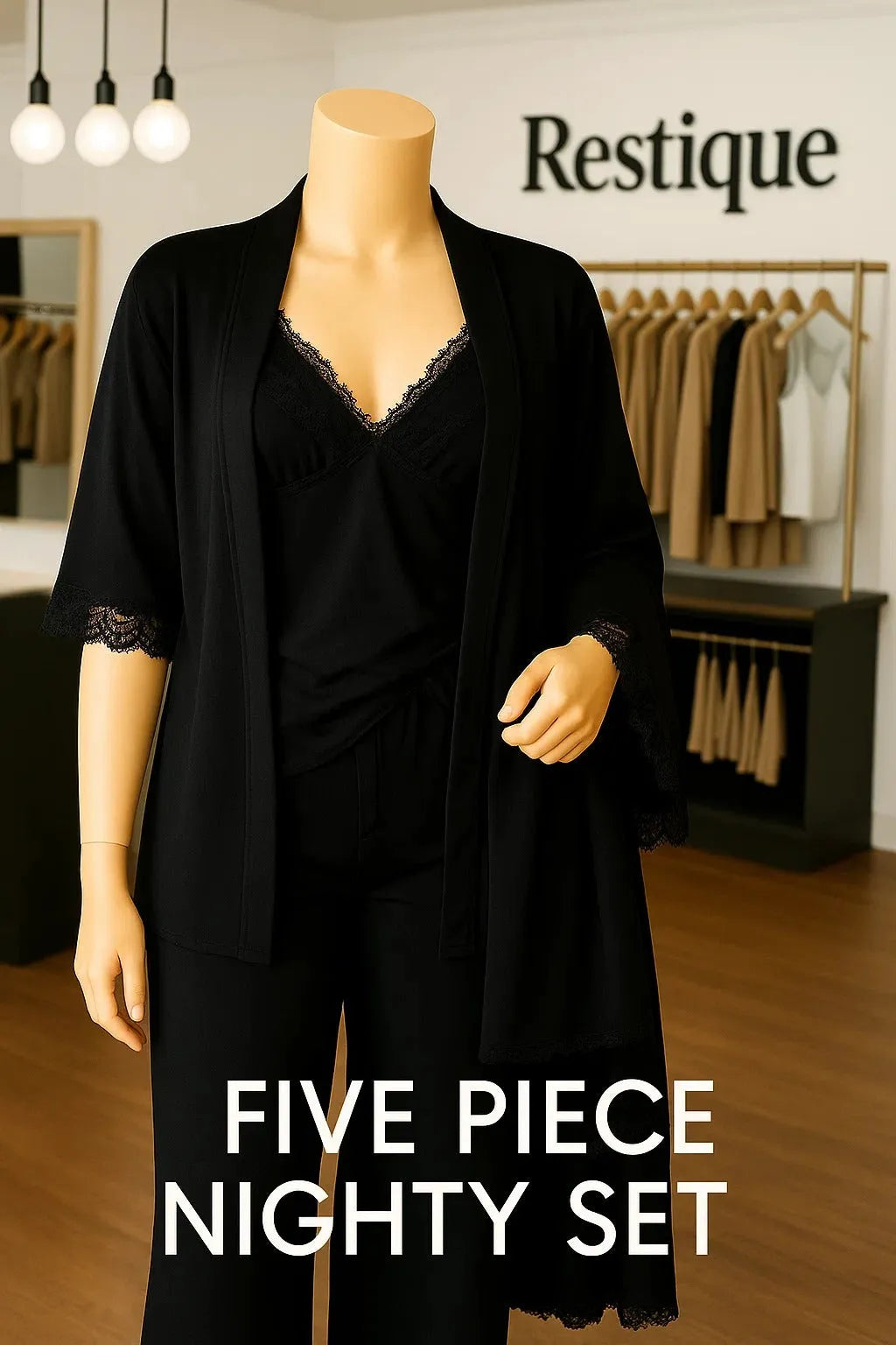 5 pcs nighty set (short , pajama , shirt , long shirt , gown )