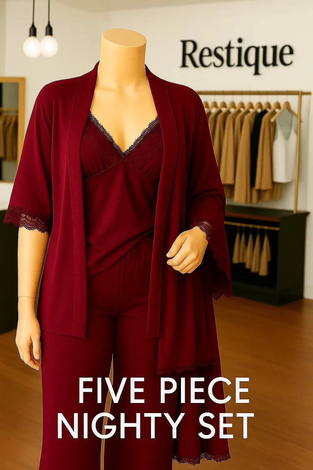 5 pcs nighty set (short , pajama , shirt , long shirt , gown )