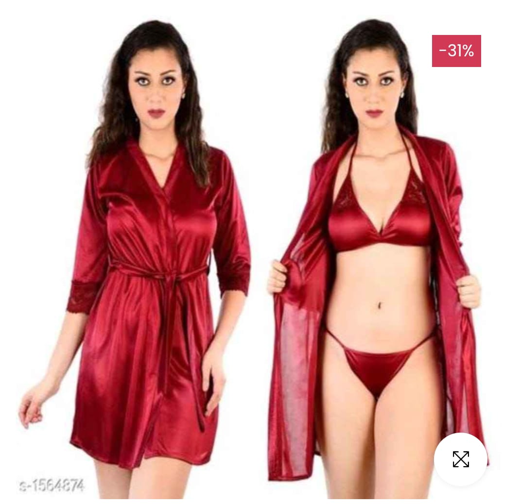 three piece bikini night set gown