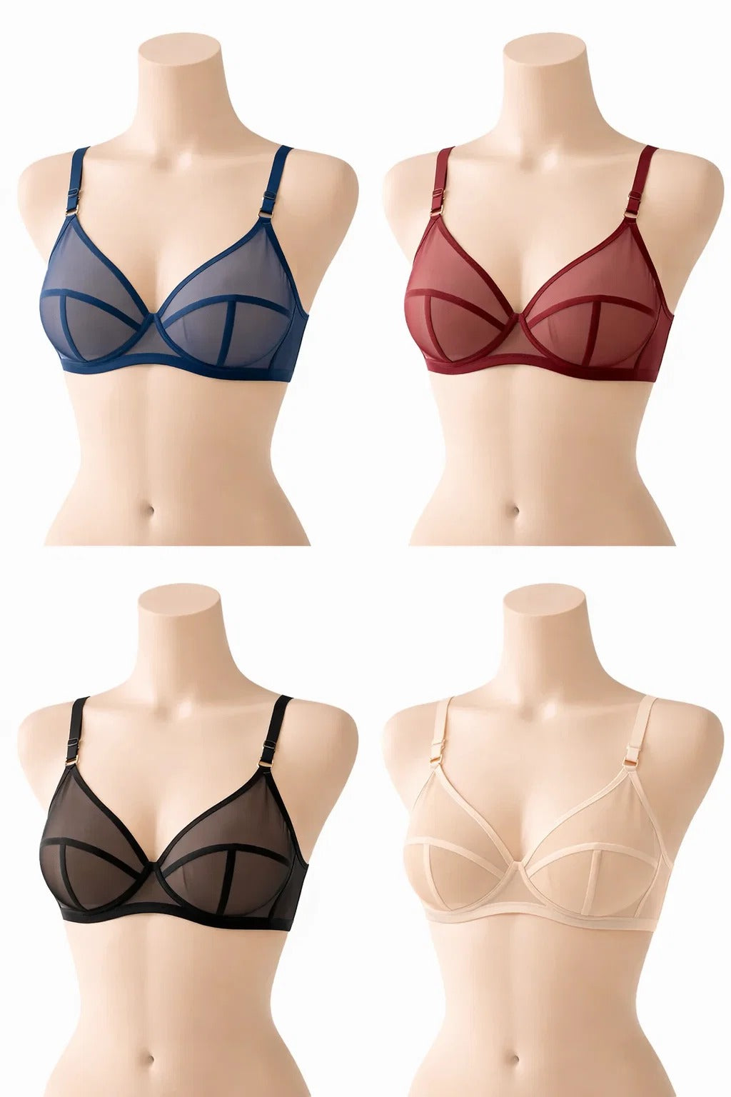 Transparent net bra (Pack of 4)