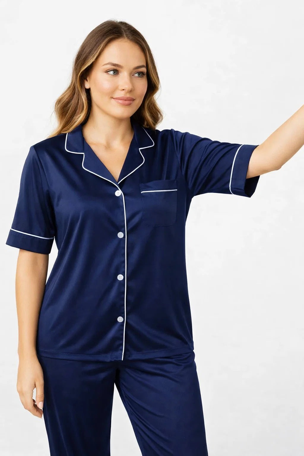 Silk Shirt Pajama Nighty Set