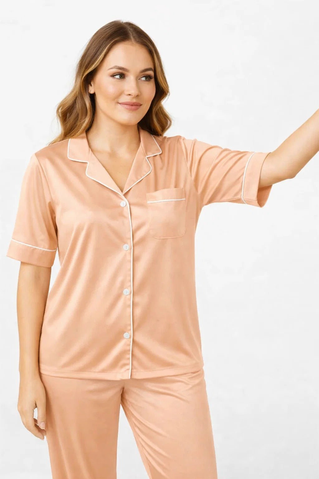 Silk Shirt Pajama Nighty Set