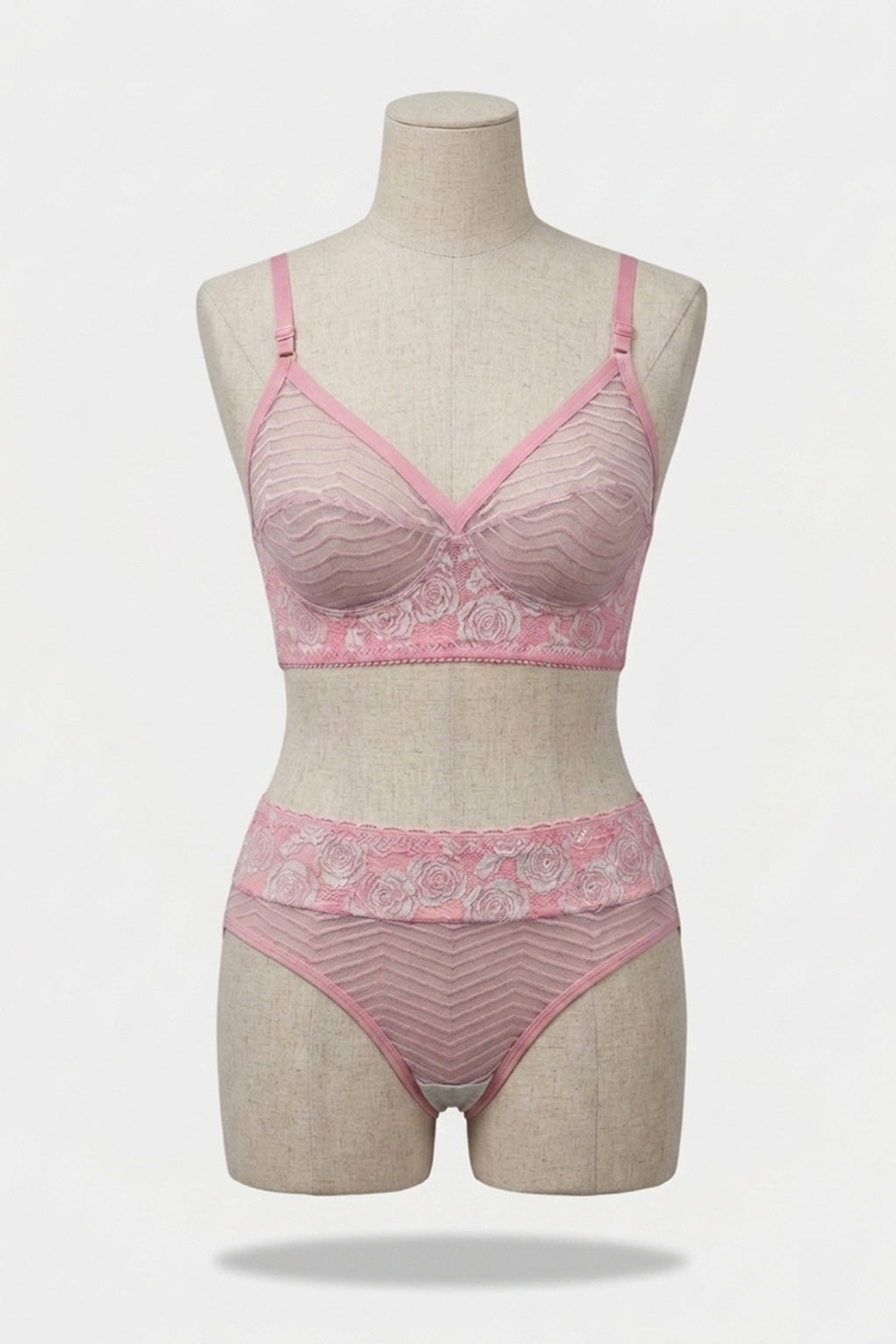 Pink Lace see through Bra – Soft Pink