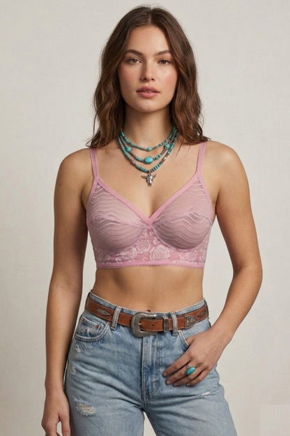 Pink Lace see through Bra – Soft Pink