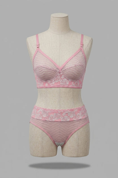 Pink Lace See Through Set